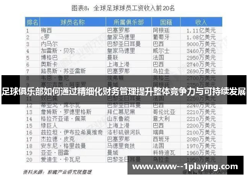 足球俱乐部如何通过精细化财务管理提升整体竞争力与可持续发展 足球俱乐部如何通过精细化财务管理提升整体竞争力与可持续发展